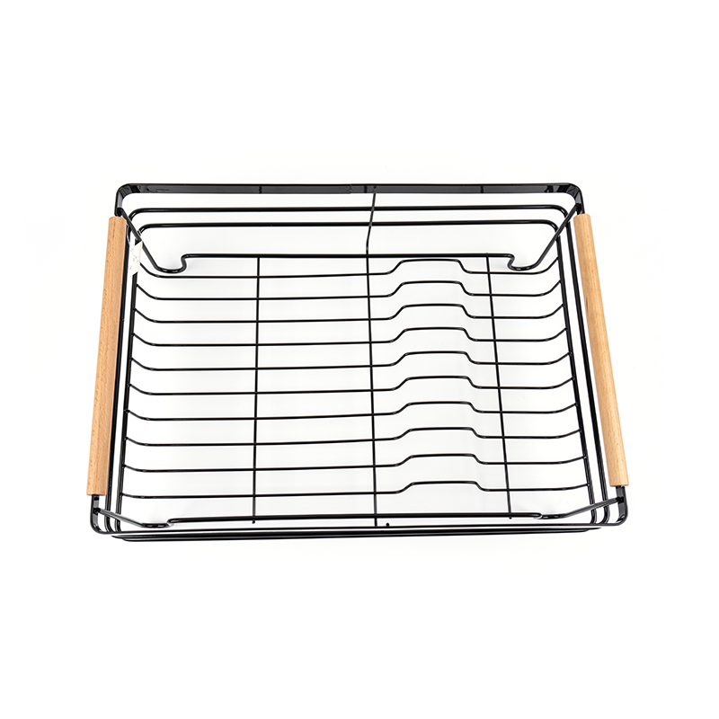 رف الصرف مع مقابض خشبية