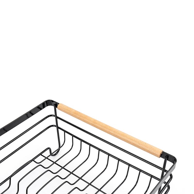 رف الصرف مع مقابض خشبية